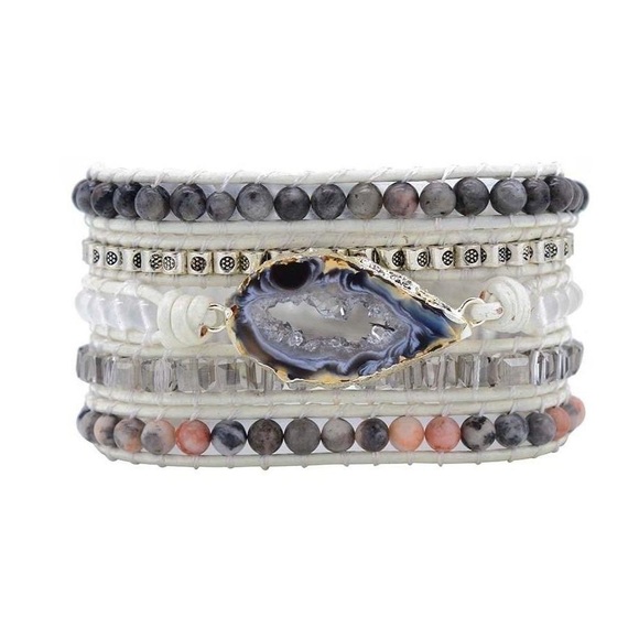 NWOT $44 Ananta Stones Healing White Labrodorite Wrap Bracelet - Picture 1 of 6